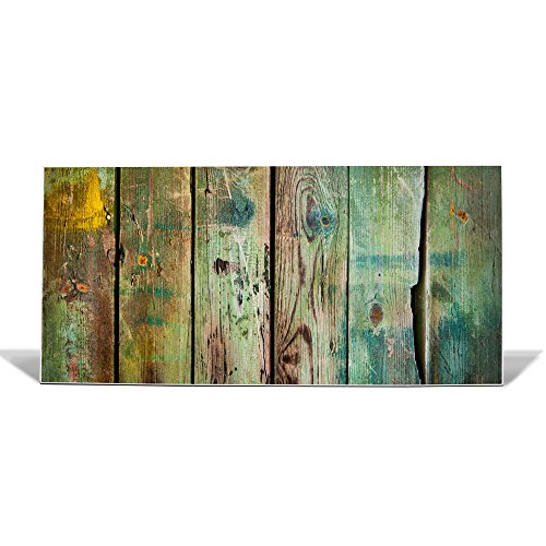 banjado - Pinnwand Magnettafel weiß 78cm x 37cm quer mit Motiv Grünes Holz
