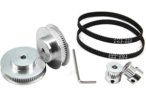 Zeberoxyz 2 piezas conjunto GT2 rueda síncrona 20 y 60 dientes 5 mm agujero polea dispensadora de aluminio con 2 piezas longitud 200 mm ancho 6 mm cinturón (20-60T-5B-6)