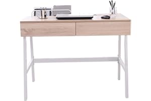 ‎SIXBROS. SixBros. Schreibtisch, Bürotisch für Büro und Home Office, Computerschreibtisch Eiche/weiß,100 x 55 cm, CT-3534A/2186