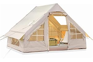 HikerSKY Inflatable Camping Tent with Stove Jack, 2-4-6Person, Cold Weather Blow-Up Air Tent for 2-4-6 Person, Waterproof Oxford, Easy 5-Minute Set-Up with Hand Pump, Portable 4-Season