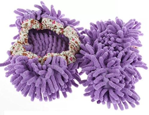 Sucre Slippers 1 Pair Dust Cleaner Slippers Shoe Cover Mop Cloth Bathroom Floor Cleaning (Purple(Flower Pattern Band))