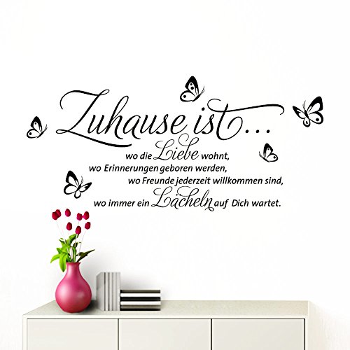 Grandora® W1133 Wandtattoo Zitat Zuhause ist… schwarz (BxH) 100 x 53 cm