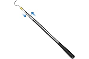 Tulov 42–150 cm teleskopstång med krok – rostfritt stål markisöppnare, solsegel keder-stång, båtkrok, takfönster, öppningsstång, utdragbar ormkrok, reptilfångare