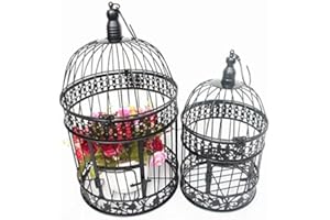 Crysdaralovebi S M European Style Decorative Bird cage/Window Ornaments/White Photography Props/Hotel Wedding cage (Black,19x19x35cm)