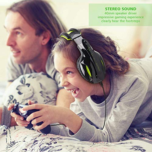 Supsoo Auriculares G813 Est  reo DE 3 5  mm  con Cable  para Juegos  con micr  fono  Cancelaci  n de Ruido y Control de Volumen  para Xbox One PC Mac PS4 tablet tel  fono  Negro y Verde 