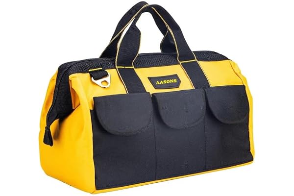 AASONS Multipurpose Tools Storage Bag Water Resistant For Electrician Plumber Technician Household & Maintenance Personel Portable Tool Bag Large-Capacity Thick Cloth Material Non-Deformable (16")