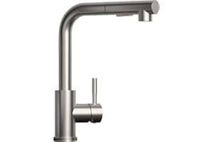 Hochdruck Wasserhahn Küche ausziehbar, SEMANEY 2 Modi Küchenarmatur mit Brause Ausziehbar, 360° Schwenkbar Spültischarmatur Mischbatterie Küche, L Form Einhebelmischer Armatur Küche, Gebürstet