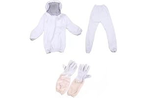 POMUROM Imkeranzug mit Handschuhen, Imkerhut mit Schleier, Imkerkleidung Erwachsene Ganzkörperschutz, Professioneller Bienenanzug Imkerjacke Imkerhose Imkermütze Atmungsaktiv, Imkerzubehör