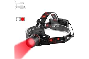 WESLITE Red Light Head Torch Rechargeable, Red LED Headlamp Zoomable Hunting Headlight Ultra Bright Red Head Light for Astronomy, Night Vision and Hog Coyote Varmint Hunting (Red & White Light)