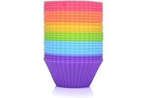 Lot de 24 moules à muffins réutilisables en silicone Minismus - utilisation au four jusqu’à 220 °C - Moules à gâteaux en silicone