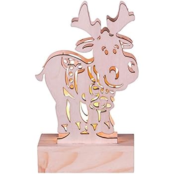 Holz-Elch mit LED-Beleuchtung, stimmungsvolle Weihnachts- und