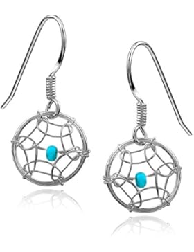Bernstein Sterling Silber Türkis Imitation Traumfänger Ohrringe
