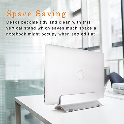 Macbook Stand, Aluminium Macbook Dock Laptop Stand Macbook Vertikal Desktop Stand für bis zu 15 „Apple MacBook Air / Pro oder Andere Laptops / Notebooks / Tablets – Silber - 6