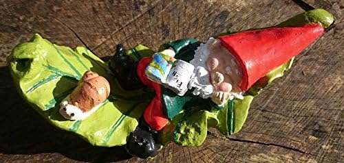 GARDEN GNOME ~ RILEY ~ ON LEAF HAMMOCK