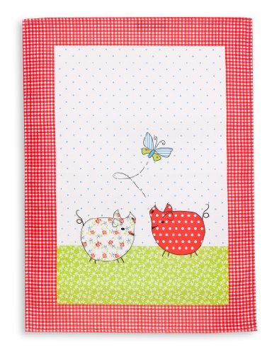 Triolino® Halbleinen-Geschirrtuch Patchwork 50 cm x 70 cm, Größe:50 cm x 70 cm;Farbe:Rot