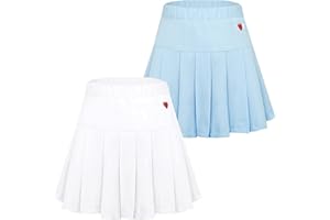 SEAUR Children's Girls' Pleated Skirt School Girl Skater Skirt with Trousers Plain Sports Skirt Tennis Basic Pleated Skirts Cute Cotton - 100-155 cm