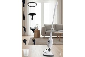 Alivio 10-in-1 Steam Mop Multipurpose Chemical-Free Steamer 1500W, Powerful Steam Cleaner with 300ml Water Tank & 10 Accessories for Multi-Surface Floors (White)