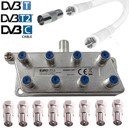 Preisvergleich Produktbild Eurosell 8fach IEC Verteiler Antennenverteiler TV Kabel Adapter Kabelfernsehen
