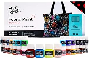 Mont Marte Textilfarbe Set – 36 Stück x 20ml – Waschfeste Stoffmalfarben – Hochwertige Farben – Ideal für Kleidung, Taschen und allen Stoffen