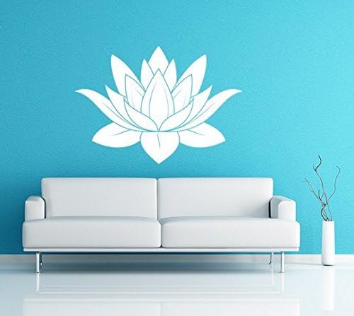 customwallsdesign Lotus Flower Vinyl Decal Wall Art Spiritual Decal Namaste Wall Mural Graphics for Home