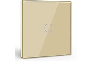 BSEED Interruttore a Sfioramento 1 Gang 1 Via, Interruttore da Muro, Interruttore a Parete con Cornice in Vetro 86mm, Interruttore Luci Oro 500W (Non è un Interruttore Intelligente)