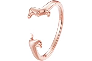 Qings Jamnik pies 925 srebrny pierścionek dla kobiet śliczny pies zwierzę otwarte regulowane pierścień na palec prezenty urodzinowe dla miłośników zwierząt