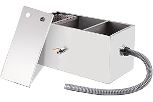 YUCHENGTECH Interceptor de Grasa Comercial 54L Separador de Grasa de Acero Inoxidable Separador de Agua y Aceite Trampa de Grasa para Cocina, Cantina, Restaurante 60x30x30cm