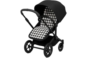 COSAMUI Colchoneta Universal Transpirable para Silla de Paseo – Compatible con Jané, Inglesina, Easywalker, Kinderkraft, UPPAbaby – Funda de Verano para Carrito de Bebé (Vichy negro)