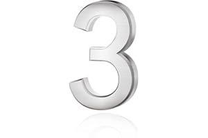 CODIROM 3D Mailbox Numbers 0-9 House Door Self-adhesive Stickers For Apartment Hotel Street Room Address (Silver) (3)