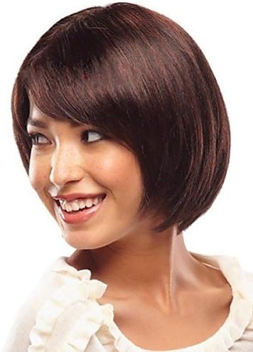 WIGSSALE Capless Top Grade Quality Synthetic Chestnut Brown Bob Style Morden Hair Wig , natural black