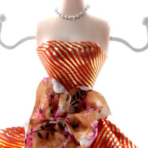 Schmuckpuppe mit Kleid im 50er-Jahre-Stil, Rot - 2