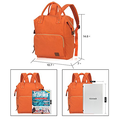 Veevan Damen Herren Retro Canvas Schule Rucksack 15,6 Laptop - 5