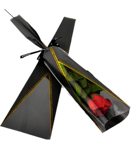 Borse da regalo di fiore di carta Box con bouquet di bouquet per fiori di fiori per bouquet fiorista per San Valentino festa di compleanno per matrimoni 4 pezzi neri, borsa regalo