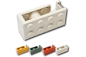 THREE STARS Dispensador Cinta Adhesiva en Forma de Bloque | Divertido | Regalo Ideal para niños/niñas y adolescentes | 4 Colores Disponibles | Portarrollo para Escritorios (Blanco)