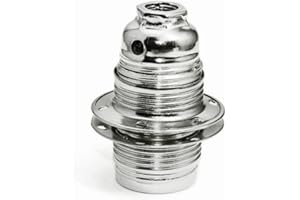 MeToo Design Portalampada Portalampade in metallo rigato in Stile Vintage attacco E14 completo di 2 ghiere Per Lampade, Lampadari e Pendel (Argento)