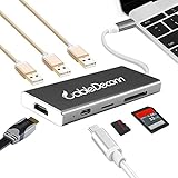 USB C To HDMI Hub, CableDeconn 7IN1 Portable Type C Hub 3.1 with HDMI Port USB 3.0 SD &amp; MicroSD Card Reader USBC Charging port for MacBook Pro 2016 2017