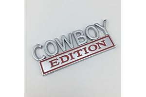 Forten Kingdom 1PC Metal Word Cowboy Edition Car Truck 3D Letter Emblem Badge Sticker Decal (Chrome and red)