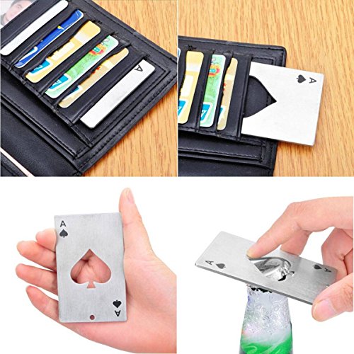 MECO Smart Edelstahl Poker Card Ace of Spades Drehverschlussöffner Flaschenöffner Soda Bier Elegantes Geschenk - 6