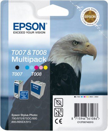 Epson T007 + T008 Twin Pack Cartouche d'encre d'origine 1 x noir, couleur (cyan, magenta, jaune)