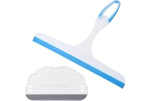 MEMOFYND 1 x ściągaczka do okien z 1 x Creative Cloud, mini wycieraczka do szyb, ściągaczka do kabiny prysznicowej, ściągaczka do czyszczenia tworzywa sztucznego, gumowe ostrze do czyszczenia szyb, nadaje się