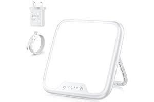 VTHW SAD Lamp 10,000 Lux, Daylight Lamp with Memory Function & 4 Timer Settings, Stepless Brightness, Portable UV Free Therapy Lights Lamp Sun for Home/Office