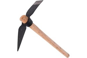 Airshi Garden Pickaxe, Hand Tool Pickaxe for Digging Mattock Rugged, Forged Weeding Mattock Hoe One Piece Intact Drop Forged Gardening Tool Pick Axe Cutter for Home Improvements