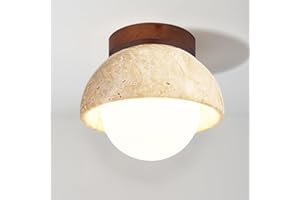 TOKTOP Plafonnier Luminaire Vintage Créativité, Travertin Jaune Naturel Abat-jour Lustre G9 Bois Lampe de plafond Pour Salon Cuisine Couloir Chambre, Lumière Blanche