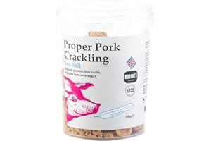 SCT SAVOURY CRUNCHY TREATS & SWEET CANDY TREATS Proper Pork Crackling - 100g Pot – Available in Multiple Flavours - Keto-friendly, Allergen-Free, Low Carb & High Protein, Handmade in Britain (Sea Salt)