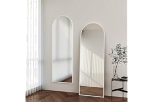 WDWRITTI Standspiegel mit Weiß Metallrahmen 50x150cm Wandspiegel Ganzkörperspiegel, HD Groß Spiegel Garderobenspiegel Rechteckig Metall Rahmen für Flur, Tür, Wohn-, Schlaf- und Ankleidezimmer