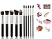 Huewind 10pcs Premium Synthetic Kabuki Makeup Brush Set Cosmetics Foundation Blending Blush Eyeliner Face Powder Brush Makeup Brush Kit (Black/Silver)