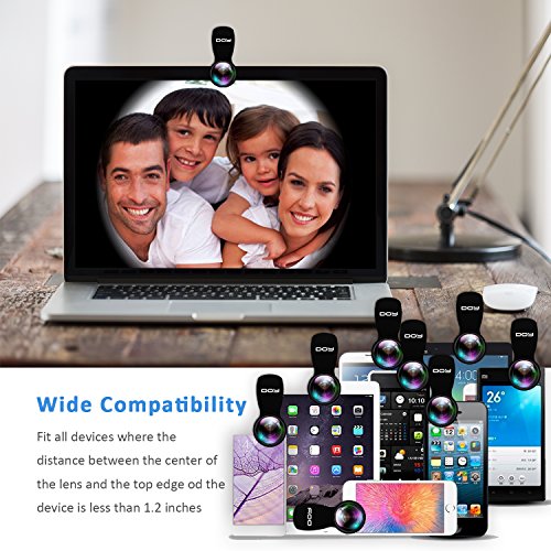 Fisheye-Lens-DOY-4-in-1-Clip-On-Lens-Kits-205-Degree-Fisheye-Lens-032X-Wide-Angle-Lens-225X-Macro-Lens-for-iPhone-766s-Plus5SE-LG-HTC-Huawei-Samsung-and-Most-Smartphones-Black