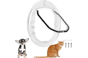 ESENLONG Cat flap, Pet Dog Door Four-way controllable entry and exit Dog Flap for All Pets Fast Installation, Round Pet Door for Cats and Small Dogs Indoor/Outdoor Cat Flap Door