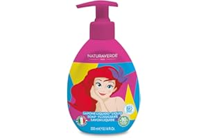 Naturaverde | Kids - Disney Princess - Sapone Liquido per Bambini, Ariel, Sapone Bambini con Estratto di Fiordaliso, Sapone Mani BIO, 300ml