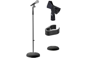 Pyle, Microphone Stand, Universal Mic Mount with Heavy Compact Base, Portable Mic Stand, Boom, Height Adjustable Straight Stands (85 – 152 cm.)